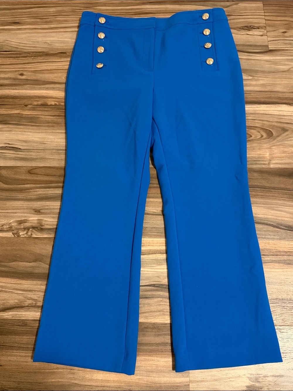 ANN TAYLOR Sailor Trouser Flare Leg Blue Knit Cropped Women’s Sz. 12 Nautical
